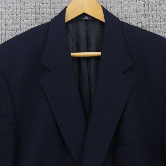 Brook Brothers 346 Blazer Men Sz 46R Navy Blue Two Button Front Wool Blend Lined - Picture 5 of 10